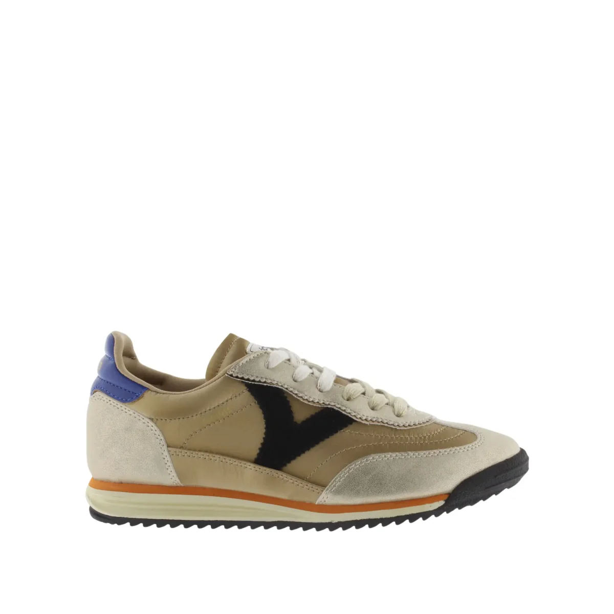 Victoria Baskets en nylon métallisé et cuir fendu femme Victoria Saturno