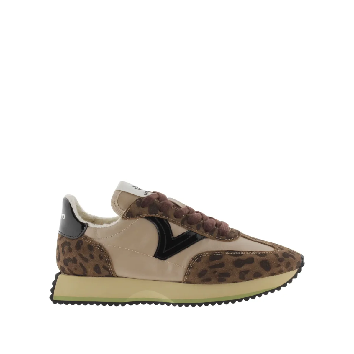 Victoria Baskets en nylon imprimé animal et cuir fendu femme Victoria Cosmos